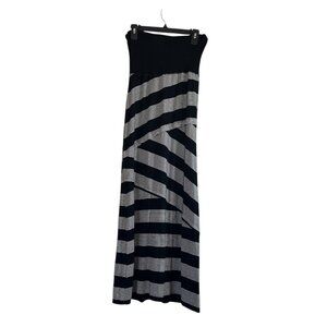 Sophia Max Skirt Womens Small Black Stripe Linen Maxi Lagenlook Neutral Timeless